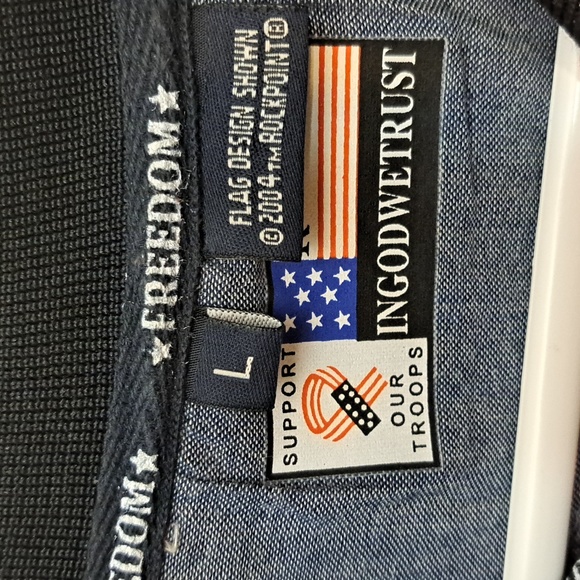 Vintage Rock Point In God We Trust Freedom Flag mens polo size: large - Picture 2 of 10